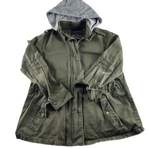FOREVER 21 + Jacket‎ Women’s 1X Plus Size Army Green Removable Hood And Pockets